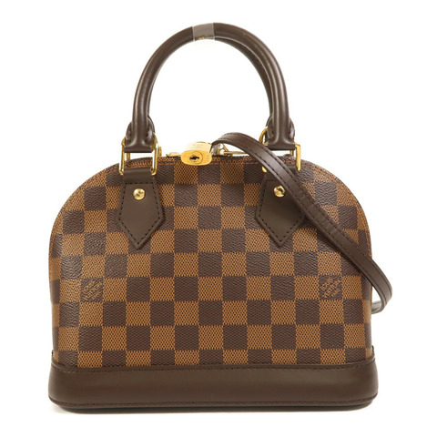 LOUIS VUITTON Damier Alma BB金扣手挽肩背兩用袋棕色