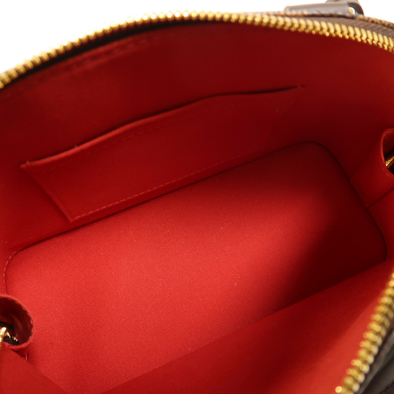 LOUIS VUITTON Damier Alma BB金扣手挽肩背兩用袋棕色-4