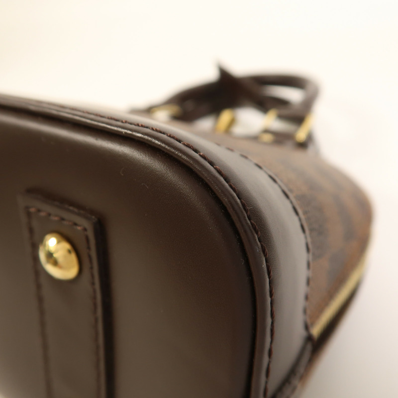 LOUIS VUITTON Damier Alma BB金扣手挽肩背兩用袋棕色-9