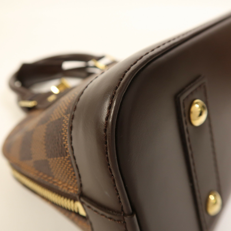 LOUIS VUITTON Damier Alma BB金扣手挽肩背兩用袋棕色-10