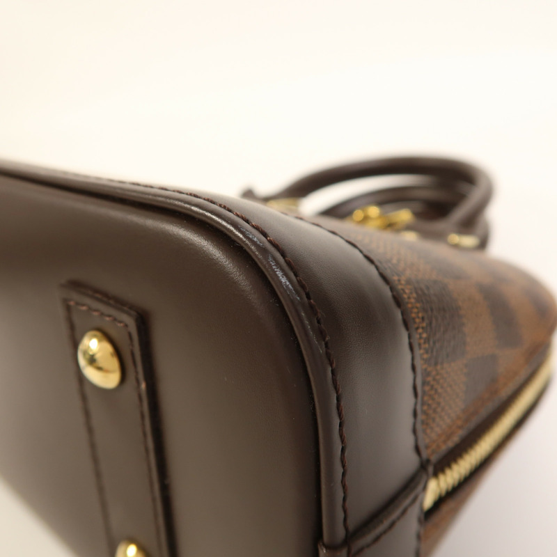 LOUIS VUITTON Damier Alma BB金扣手挽肩背兩用袋棕色-11