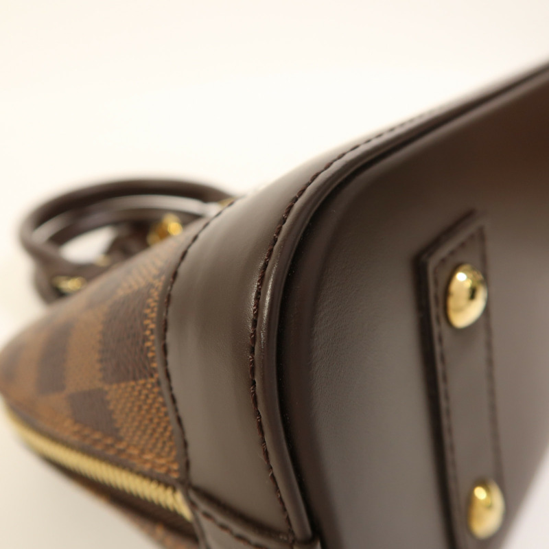LOUIS VUITTON Damier Alma BB金扣手挽肩背兩用袋棕色-12