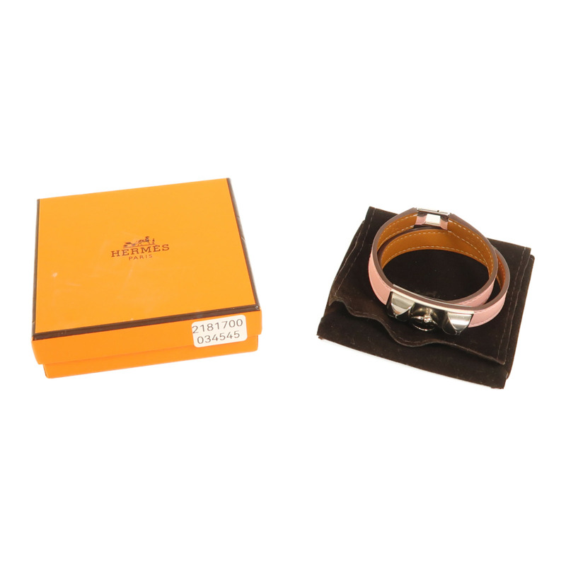 HERMES Swift皮革Rivale Double Tour手鐲-10