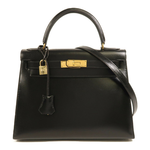 HERMES Box Calf皮革Kelly 28金扣手挽肩背兩用袋