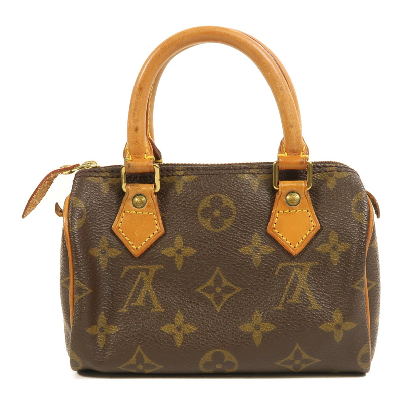LOUIS VUITTON Monogram Speedy Mini金扣手挽袋棕色-1