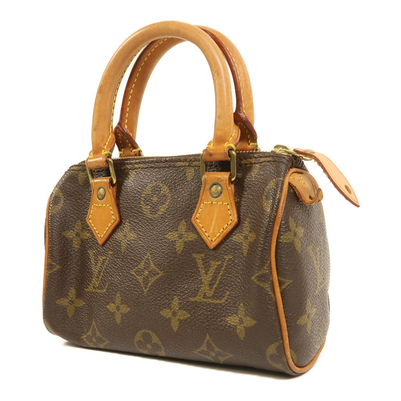 LOUIS VUITTON Monogram Speedy Mini金扣手挽袋棕色-2