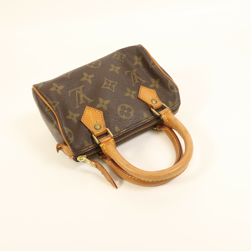 LOUIS VUITTON Monogram Speedy Mini金扣手挽袋棕色-7