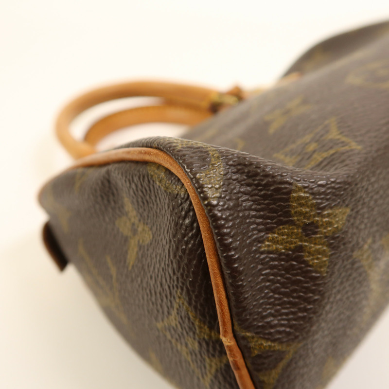 LOUIS VUITTON Monogram Speedy Mini金扣手挽袋棕色-9