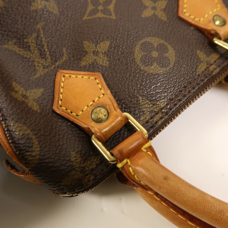 LOUIS VUITTON Monogram Speedy Mini金扣手挽袋棕色-15