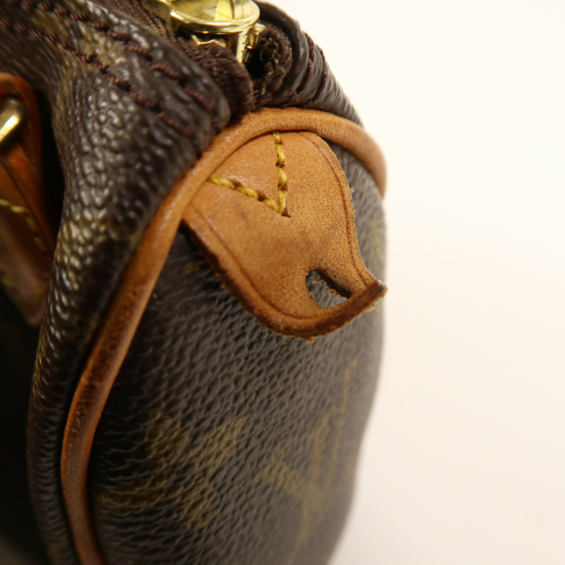 LOUIS VUITTON Monogram Speedy Mini金扣手挽袋棕色-16