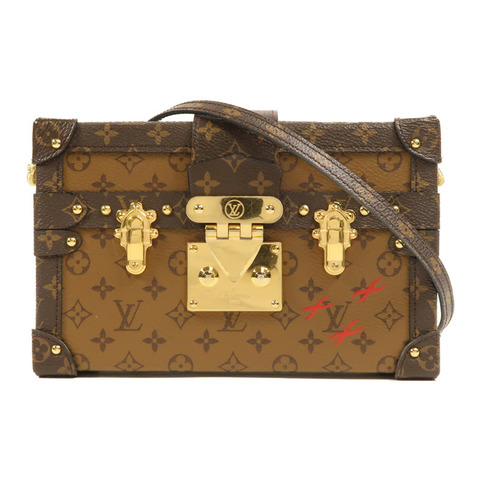 LOUIS VUITTON Monogram Reverse Petite Malle金扣肩背袋