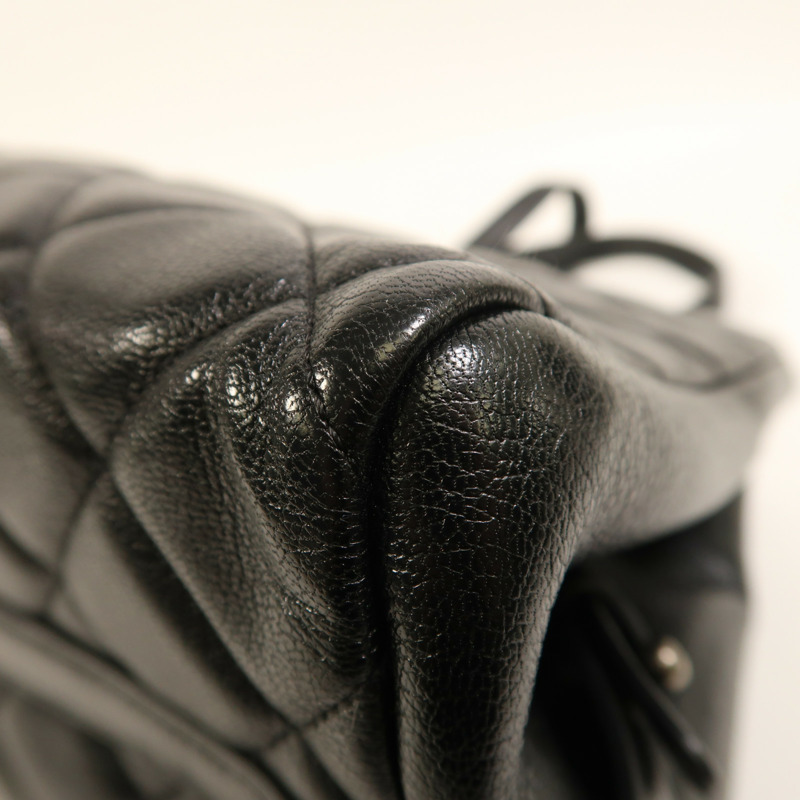 CHANEL 牛皮皮革Tote Bag銀扣肩背袋-11