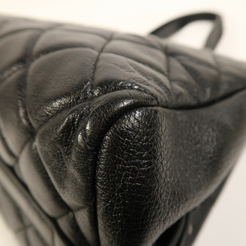 CHANEL 牛皮皮革Tote Bag銀扣肩背袋-13