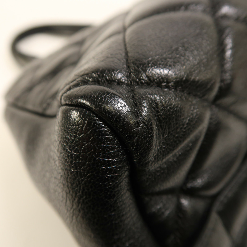 CHANEL 牛皮皮革Tote Bag銀扣肩背袋-14