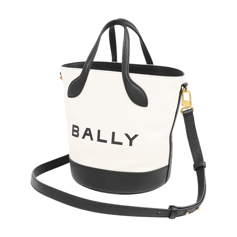 Bar 帆布及牛皮二用水桶包(白色/黑色)-4