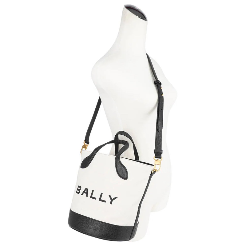 Bar 帆布及牛皮二用水桶包(白色/黑色)-8