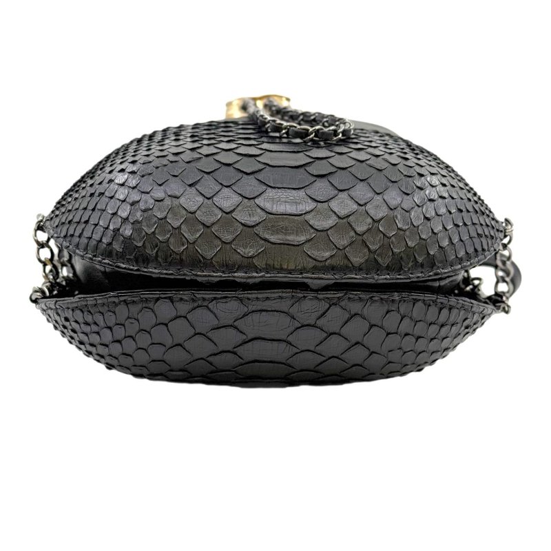 ［2240］香奈兒 Chanel 水桶包 小號 黑色 羊&蛇皮-4