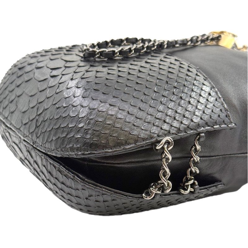 ［2240］香奈兒 Chanel 水桶包 小號 黑色 羊&蛇皮-7