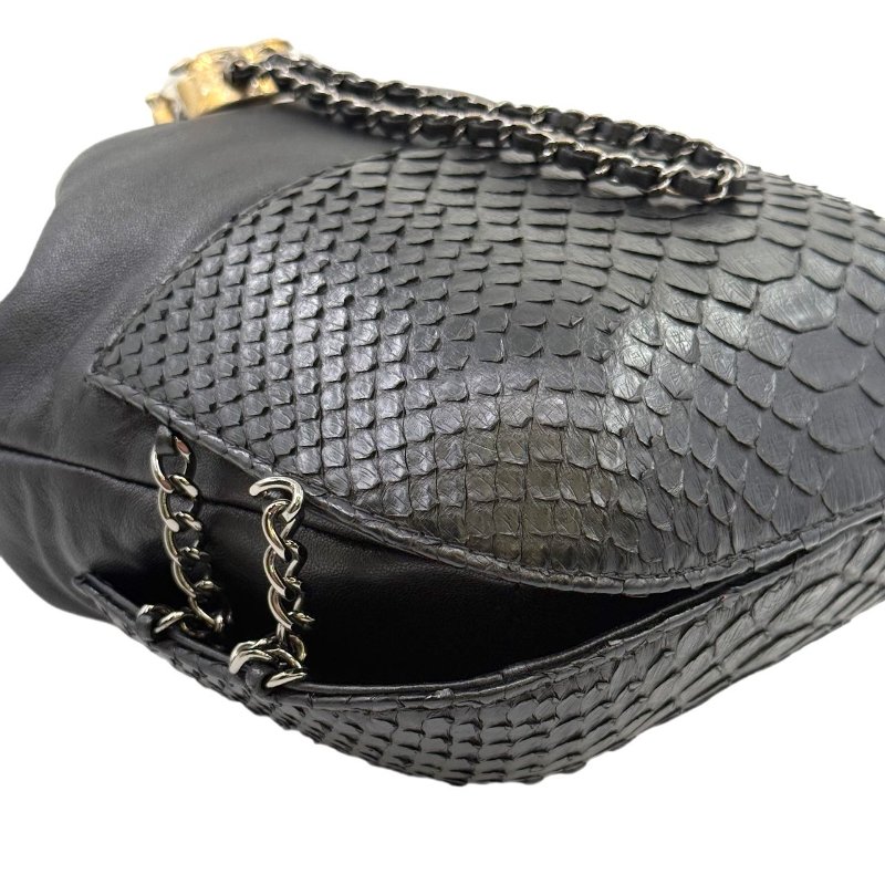 ［2240］香奈兒 Chanel 水桶包 小號 黑色 羊&蛇皮-8