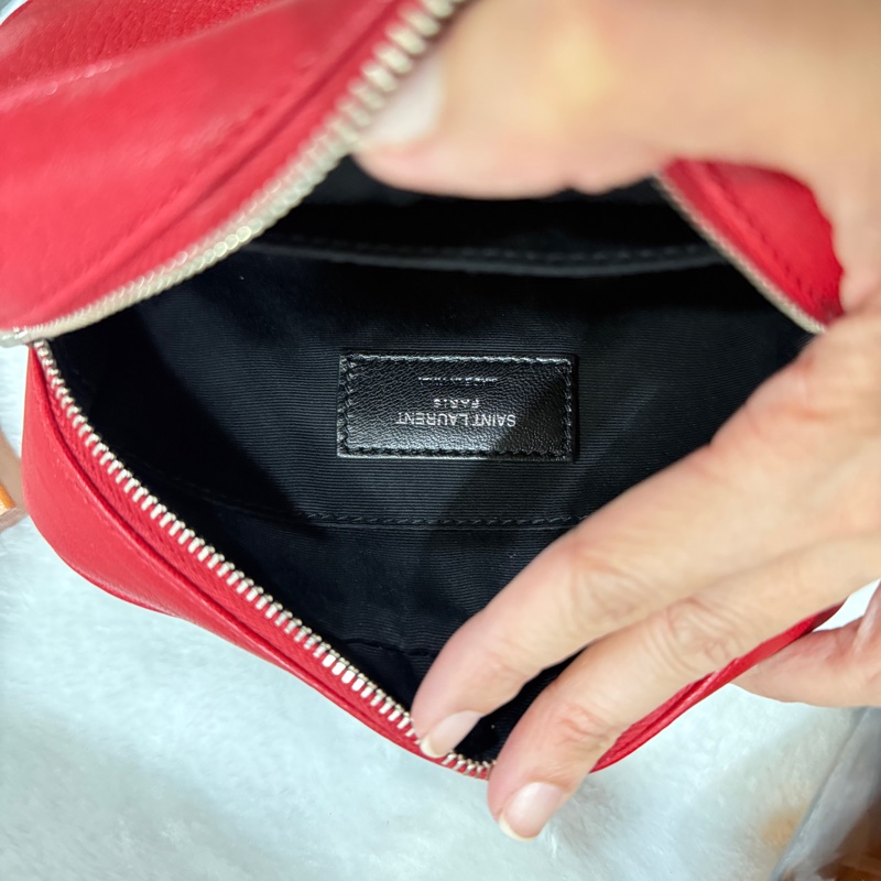 YSL 全新紅色 全皮腰包 527096 Belt bag-16