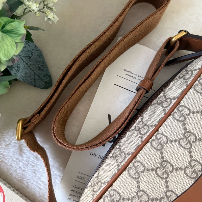 GG Emblem 小款拉鍊斜背包(烏木/深棕色)-7