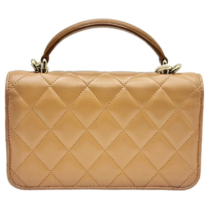 [ 2483 ] 香奈兒 CHANEL CF 奶茶棕 手提斜挎包 中號 牛皮-1