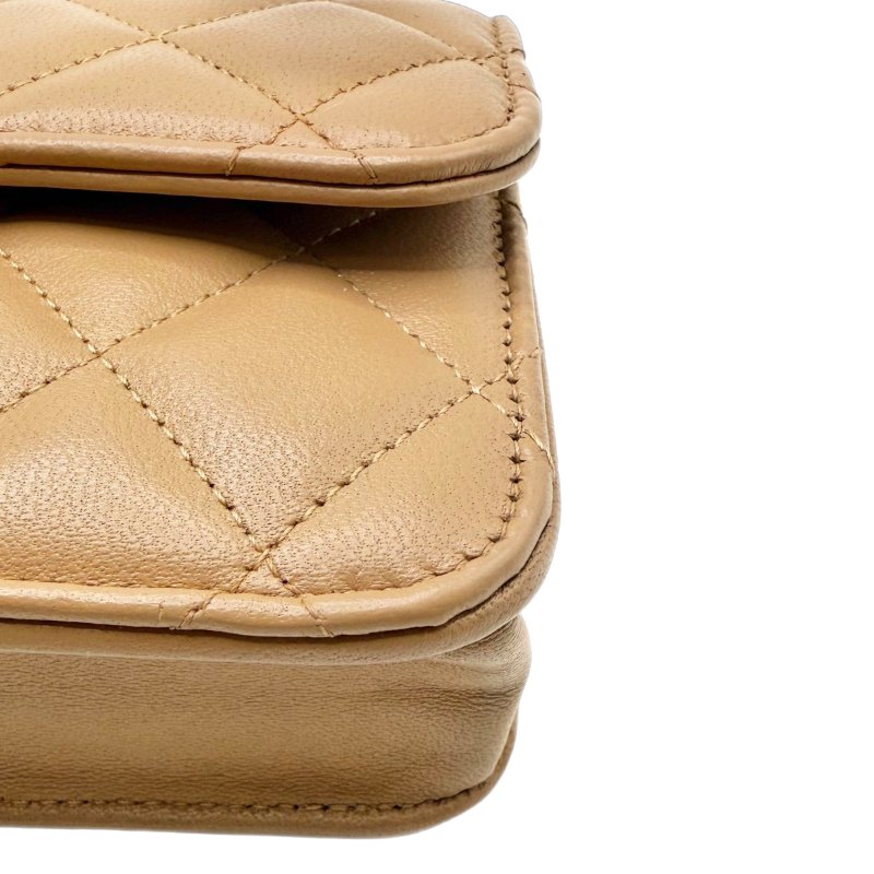 [ 2483 ] 香奈兒 CHANEL CF 奶茶棕 手提斜挎包 中號 牛皮-9