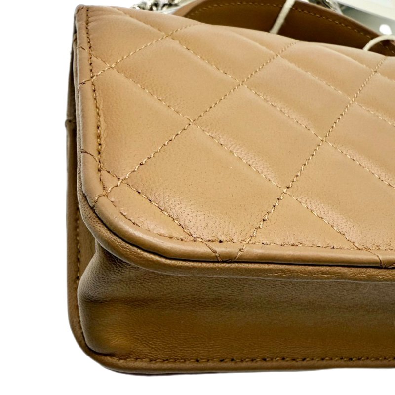 [ 2483 ] 香奈兒 CHANEL CF 奶茶棕 手提斜挎包 中號 牛皮-10