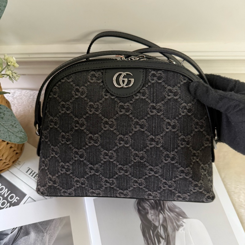 GG Ophidia 牛仔布貝殼包(黑灰色)-1