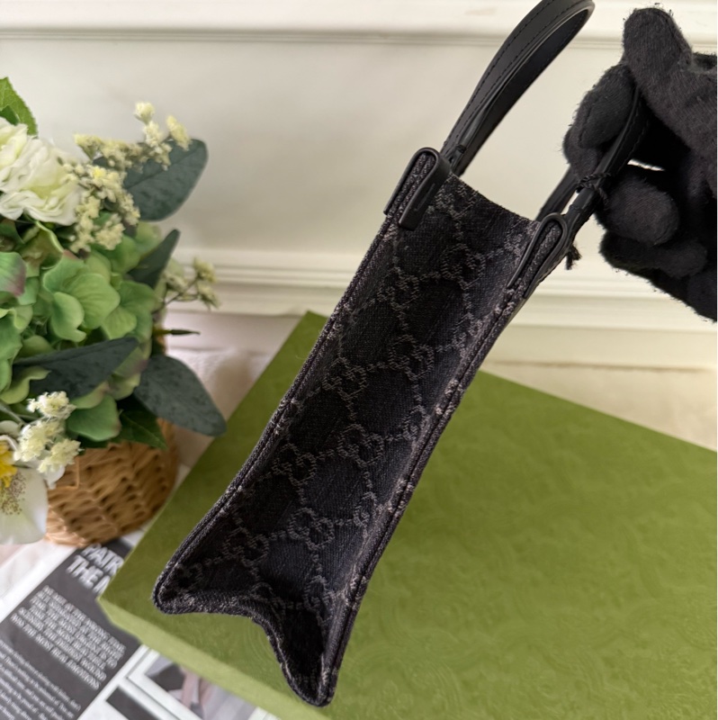 Ophidia GG 牛仔布迷你二用琴譜包(黑灰色)-2