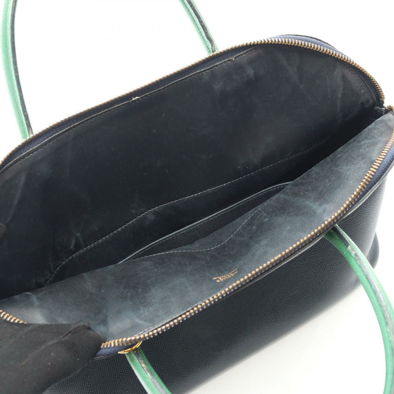 HERMES Bolide35 單肩手提包 Courchevel 皮革 綠色 藍色 靛藍 二手 GHW-5