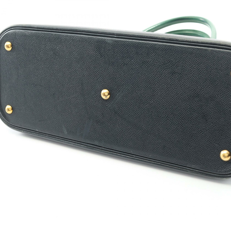 HERMES Bolide35 單肩手提包 Courchevel 皮革 綠色 藍色 靛藍 二手 GHW-9