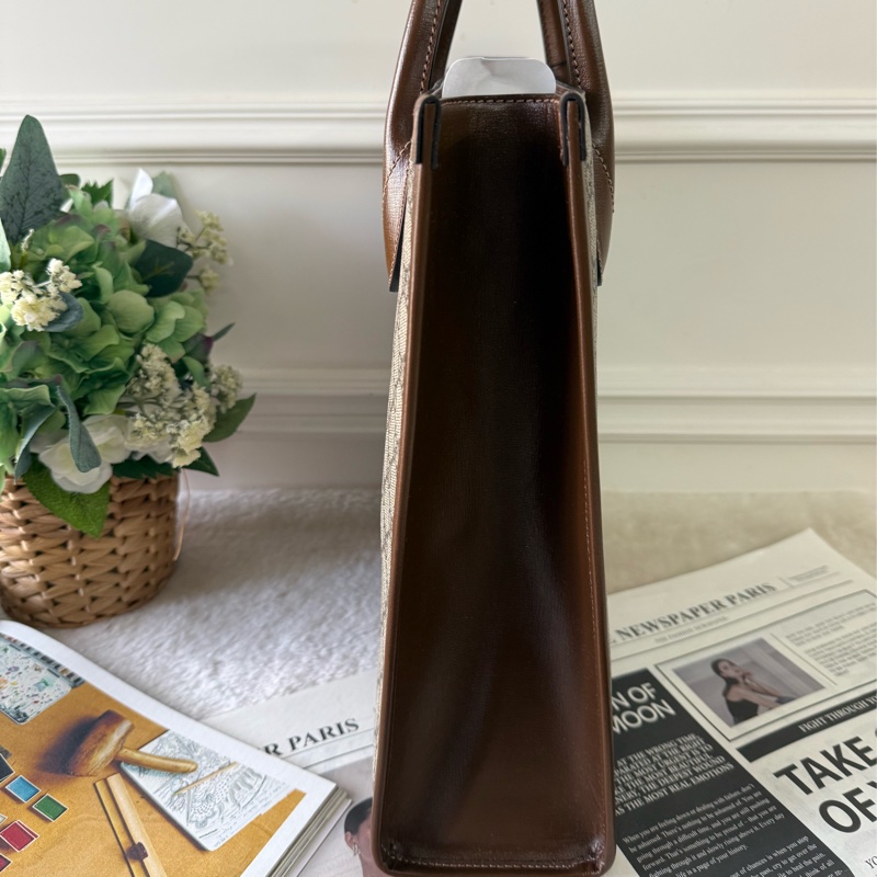 Interlocking G 塗層帆布及皮革托特包(棕色)-2