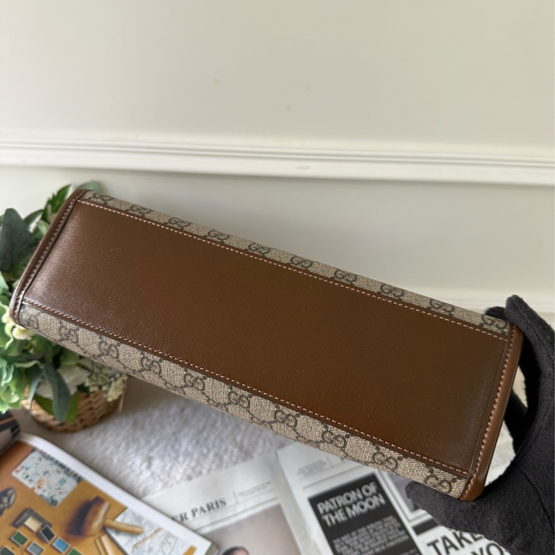 Interlocking G 塗層帆布及皮革托特包(棕色)-5