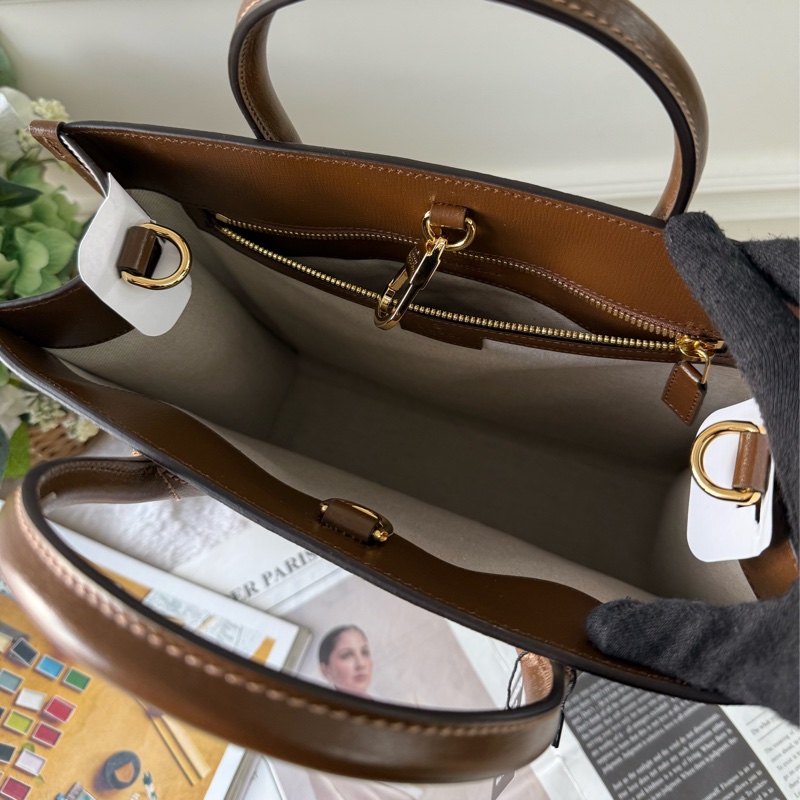 Interlocking G 塗層帆布及皮革托特包(棕色)-6