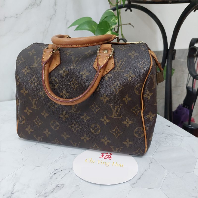 LV Speedy 25 cm🎀現品實拍 🎀 Vintage 波士頓包~二手品（不議價)-13