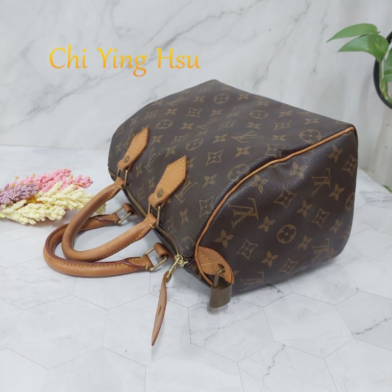LV Speedy 25 cm🎀現品實拍 🎀 Vintage 波士頓包~二手品（不議價)-16