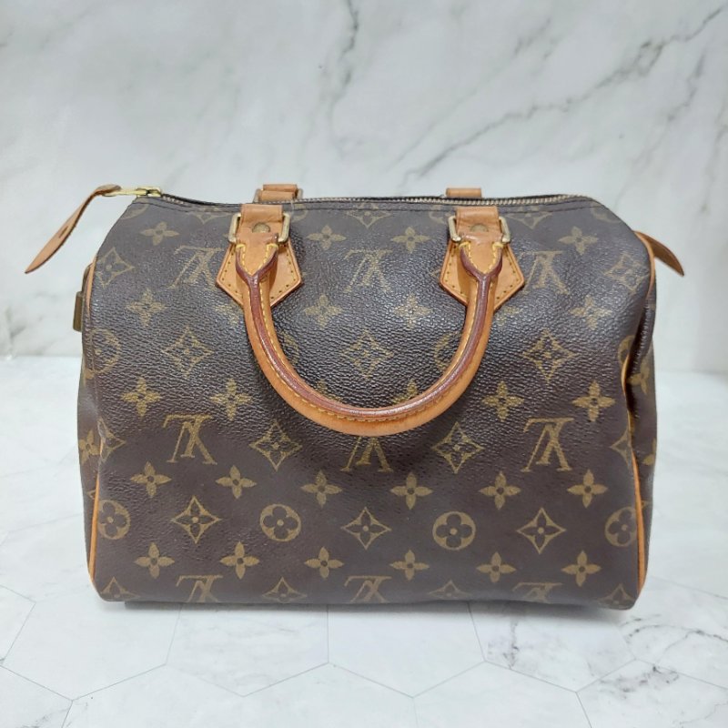 LV Speedy 25 cm🎀現品實拍 🎀 Vintage 波士頓包~二手品（不議價)-23