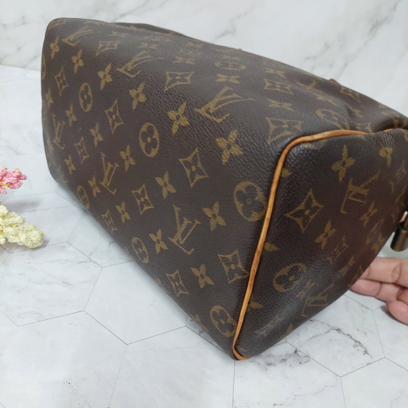 LV Speedy 25 cm🎀現品實拍 🎀 Vintage 波士頓包~二手品（不議價)-30
