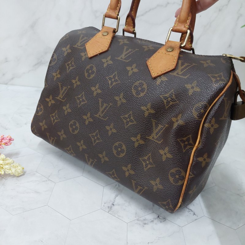 LV Speedy 25 cm🎀現品實拍 🎀 Vintage 波士頓包~二手品（不議價)-32