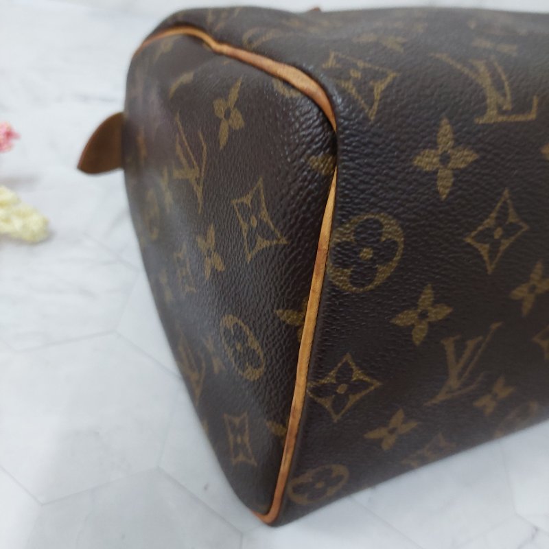 LV Speedy 25 cm🎀現品實拍 🎀 Vintage 波士頓包~二手品（不議價)-33
