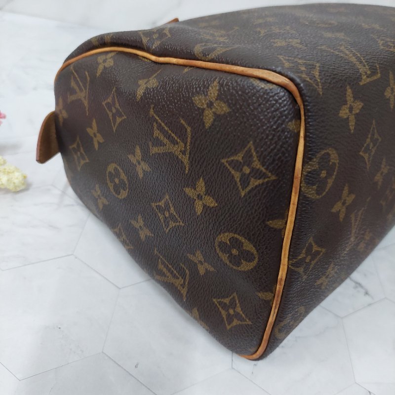 LV Speedy 25 cm🎀現品實拍 🎀 Vintage 波士頓包~二手品（不議價)-34