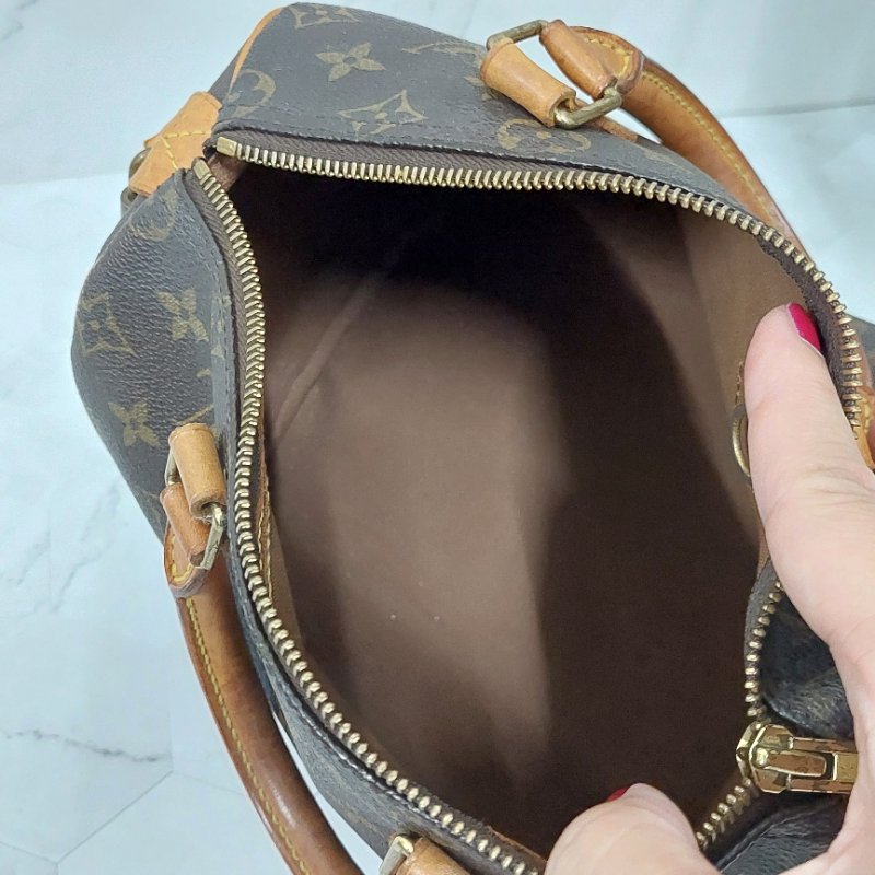 LV Speedy 25 cm🎀現品實拍 🎀 Vintage 波士頓包~二手品（不議價)-39