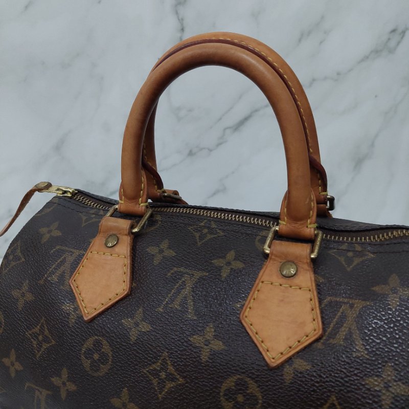 LV Speedy 25 cm🎀現品實拍 🎀 Vintage 波士頓包~二手品（不議價)-45