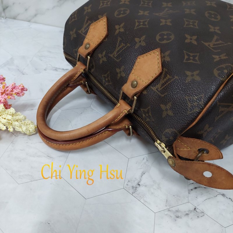 LV Speedy 25 cm🎀現品實拍 🎀 Vintage 波士頓包~二手品（不議價)-46