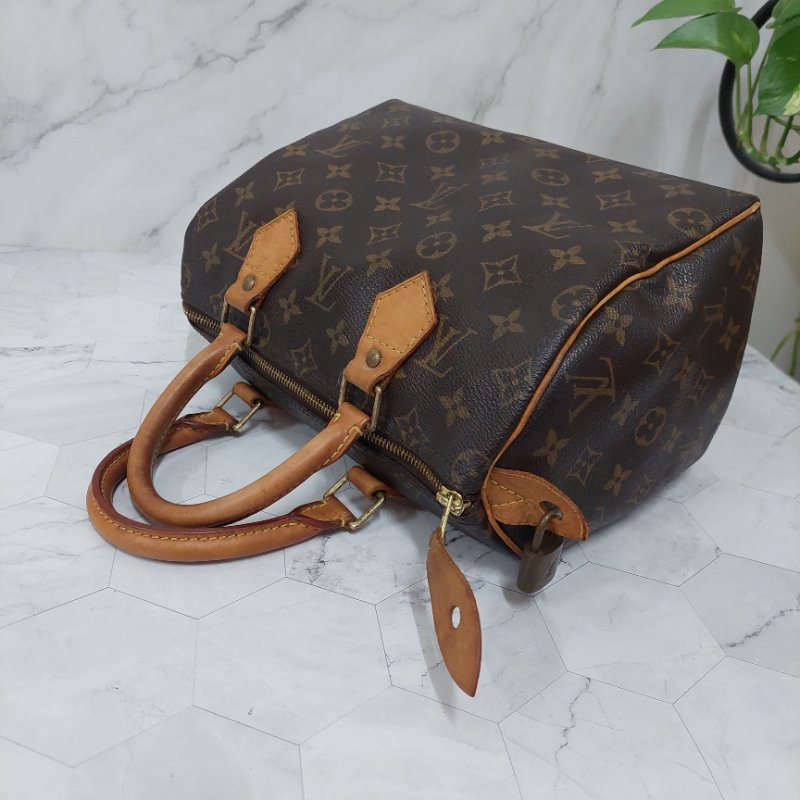 LV Speedy 25 cm🎀現品實拍 🎀 Vintage 波士頓包~二手品（不議價)-76