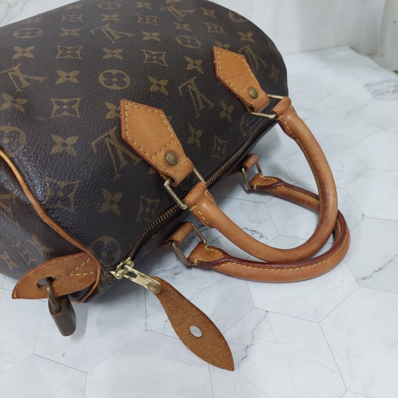 LV Speedy 25 cm🎀現品實拍 🎀 Vintage 波士頓包~二手品（不議價)-78