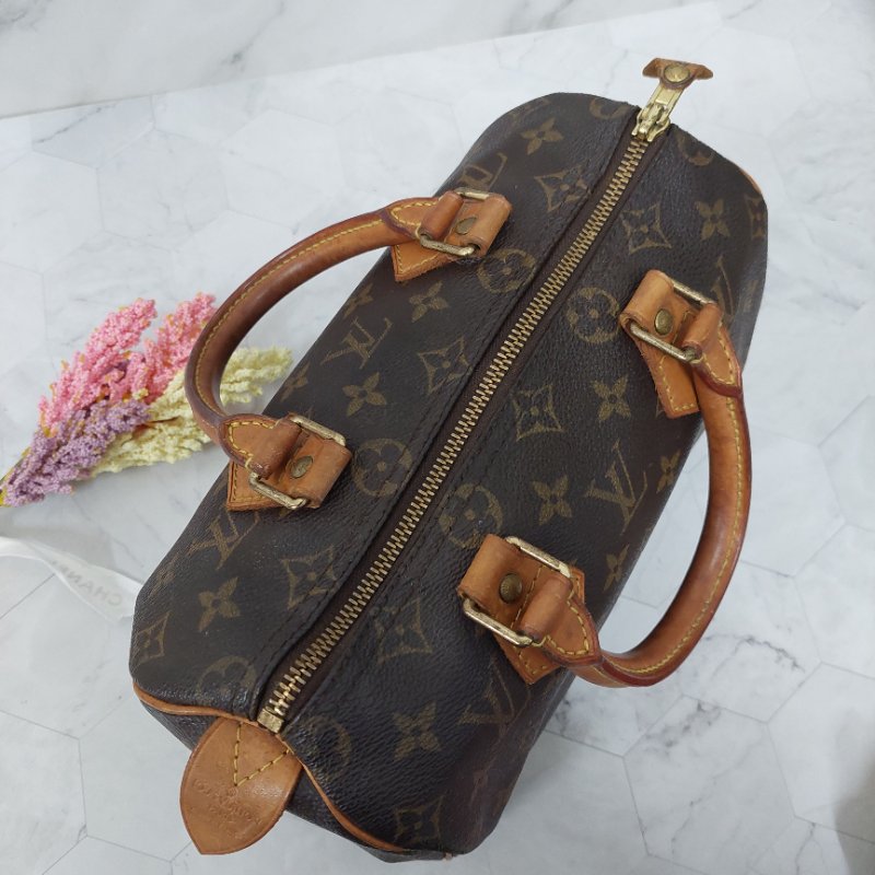LV Speedy 25 cm🎀現品實拍 🎀 Vintage 波士頓包~二手品（不議價)-85
