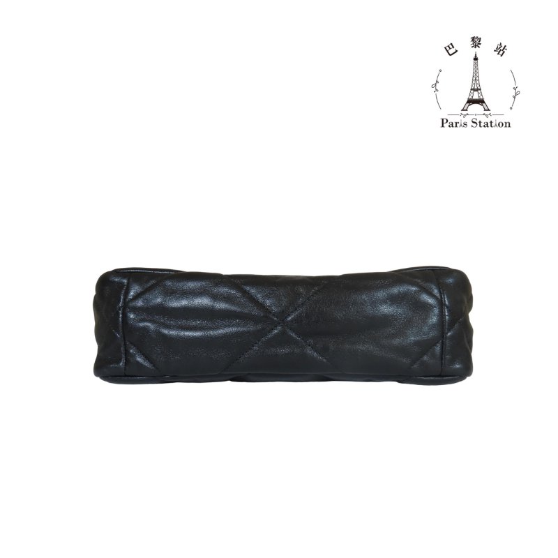 【巴黎站二手名牌專賣店】＊現貨＊CHANEL 香奈兒 真品＊黑色菱格紋皮革19系列金釦26手提斜背包-2