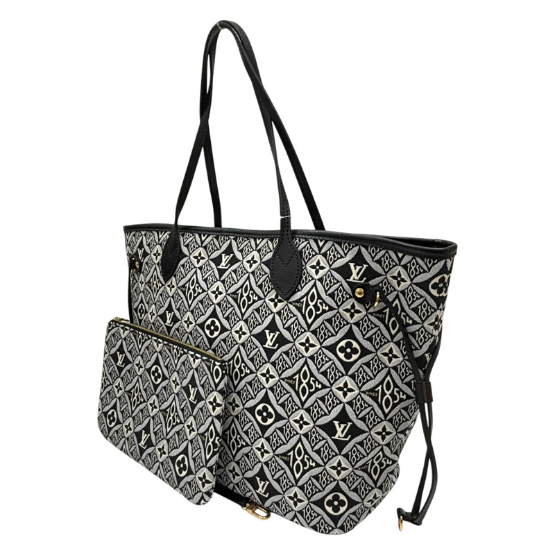 黑色 原花 Jacquard帆布 Neverfull MM 托特包 肩背包【LOUIS VUITTON LV 路易威登】 M57230-1